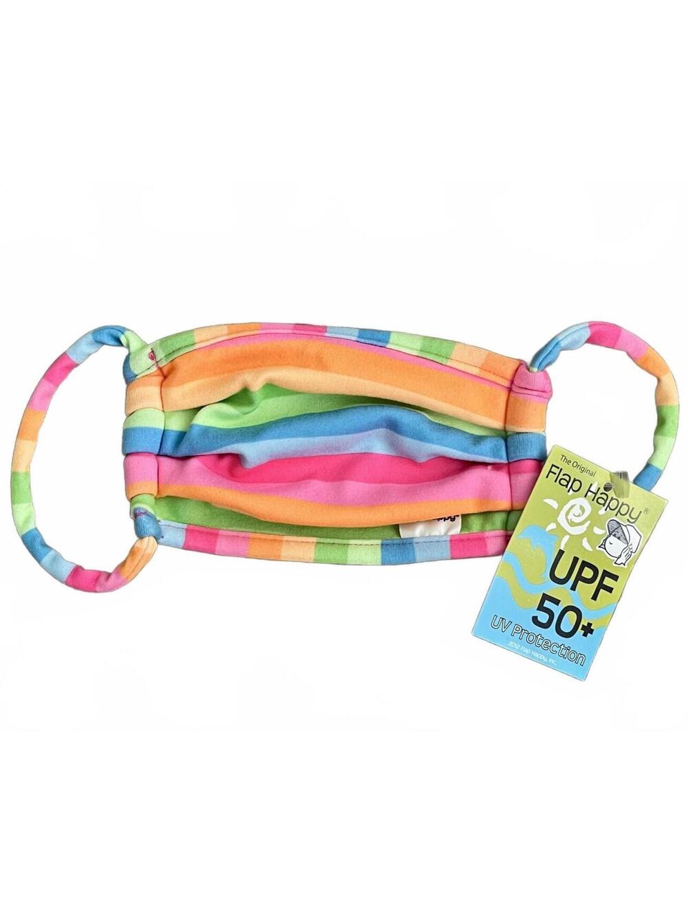 Flap Happy UPF 50+ Kids Rainbow Striped Face Mask